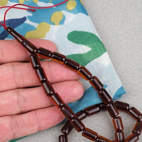 Ate� Kehribar Kaps�l Kesim 7x12mm- Koyu Karamel P�sk�ls�z