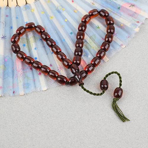 Ate� Kehribar Alman �ubuk Kaps�l Kesim 9x10mm Tesbih