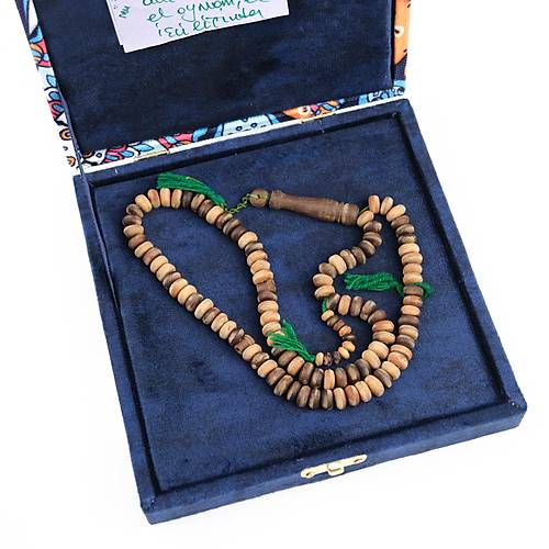 Hurma Aac Ahabndan El Oyma ilikli Osmanl Dnemi Eski Hicaz i Tekerlek Kesim 9.5x5mm Namaz Tesbihi