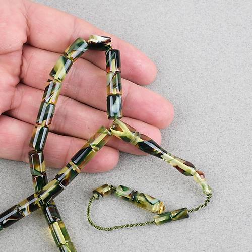 Arizona Katalin Sistemli Kesme Kesim 7x11mm Tesbih - Ye�il Siyah