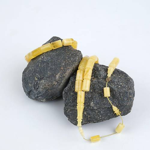 Rus Kaya Damla Fosil Amber Kesme Kesim 8.5x13mm Tesbih