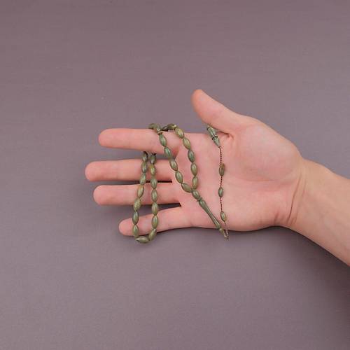 Ye�il Plesenk A�ac� Usta ��i �mzal� Beyzi Kesim 6.5x12mm Tesbih