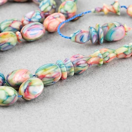 Galalit Yumurta Kesim 8.5x12mm Tesbih -Sedefli Pembe