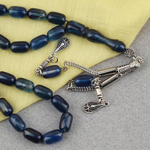 S�kma Kehribar Kaps�l Kesim Alpaka P�sk�ll� 7x11mm Tesbih