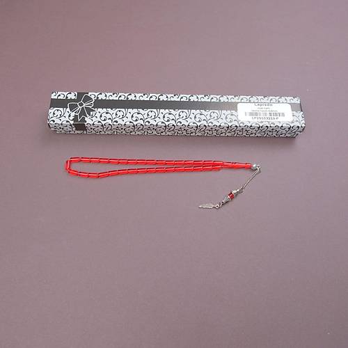 U�ak Cam� Kesme Kesim Alpaka P�sk�ll� 4x8mm Tesbih - K�rm�z�