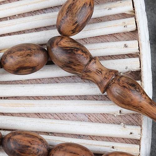 Abanoz Aac Kahverengi Badem Kesim 8x13mm Tesbih