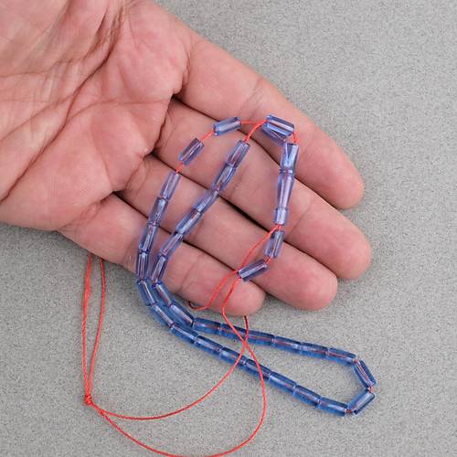 U�ak Cam� Kesme Kesim 4x8mm Tesbih -�effaf Mavi