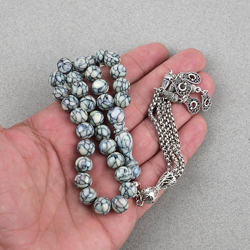 Fransz Galalit Alpaka Pskll Kre Kesim 9mm Tesbih - Ak Gri