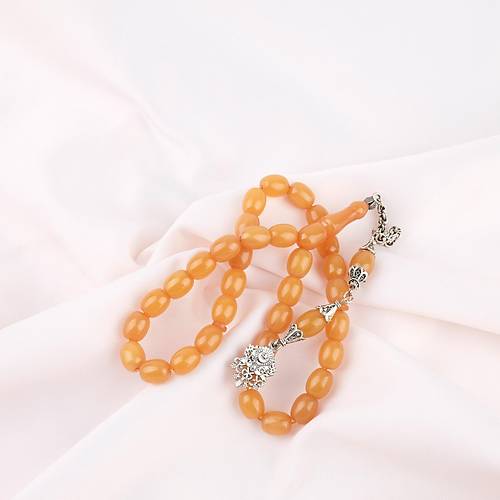 Skma Kehribar Alpaka Pskl Beyzi Kesim 8.5x10mm Tesbih