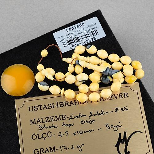 Bilardo Topu Obje Katalin Sar� Beyzi Kesim 7.5x10mm Tesbih