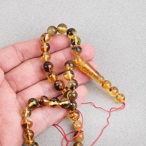 Damla Kehribar Bilek Boy K�re Kesim 8.5mm Tesbih