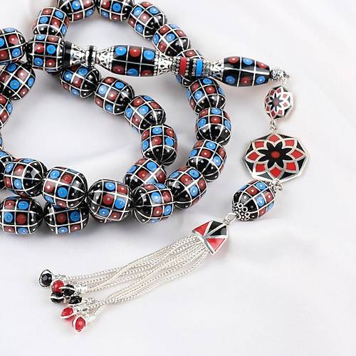 Erzurum Oltu 925Ayar Gm lemeli Nakka mame Gm Pskl Kapsl Kesim 13x15mm Tesbih