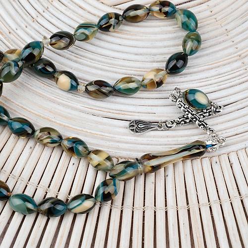 Arizona Katalin Alpaka P�sk�l Beyzi Kesim 8x12mm Tesbih- Mavi Sar�