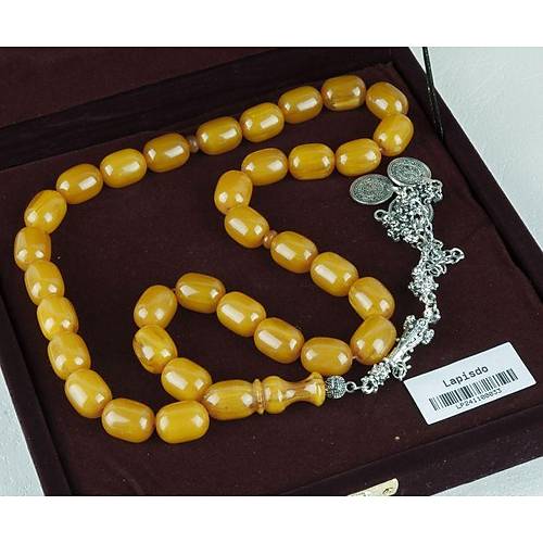 925 Ayar Gm Pskll ubuk Skma Kehribar Kapsl Kesim 13x18mm Tesbih