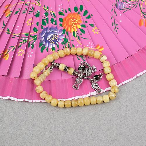 Rus Kaya Damla Kehribar 925ayar G�m�� P�sk�l Tekerlek Kesim 9x7mm Tesbih