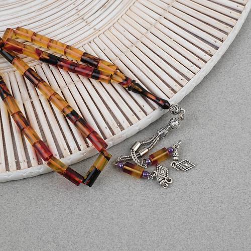 S�kma Kehribar Mozaik Kesme Kesim 6x10.5mm Tesbih