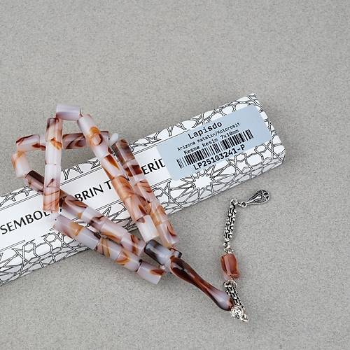 Arizona Katalin Alpaka P�sk�l Kesme Kesim 7x10mm Tesbih- Kahverengi