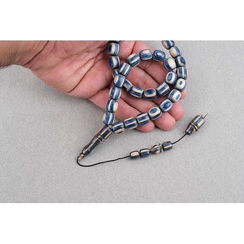 Kafur A�ac� Kaps�l Kesim 11x12mm Tesbih - Mavi Beyaz