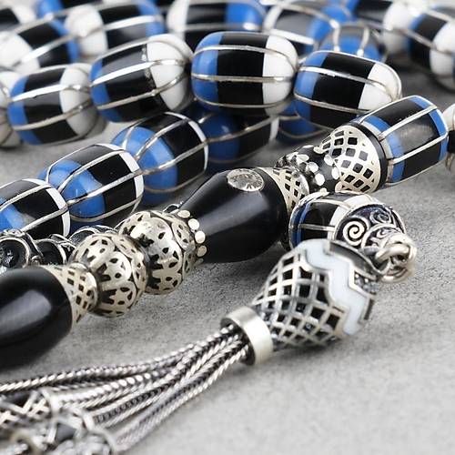 Erzurum Oltu Katalin leme 925Ayar Gm Pskl, lemeli Nakka mame F Kesim 8.5x11mm Tesbih