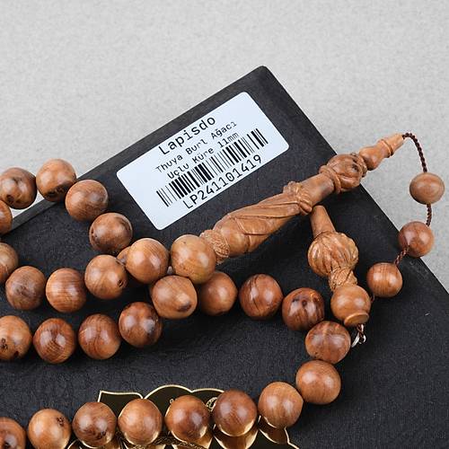 Thuya Burl A�ac� Do�al Kekik Kokulu Usta ��i �mzal� K�re Kesim 11mm Tesbih