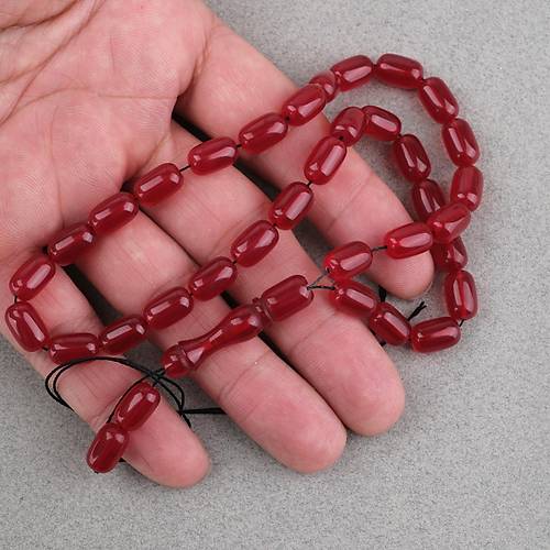 S�kma Kehribar Kaps�l Kesim 7x11mm Tesbih P�sk�ls�z K�rm�z�