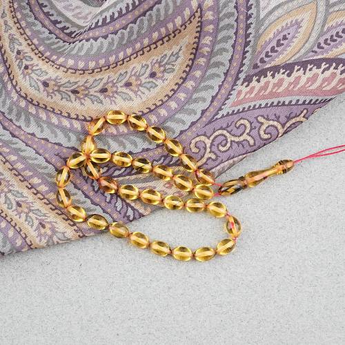 S�kma Kehribar Beyzi Kesim Bilek Boy 5x8mm Tesbih P�sk�ls�z Sar� K�rm�z�