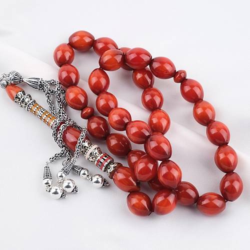 Skma Kehribar zel Gm Nak leme mame 925Ayar Gm Pskl Beyzi Kesim 14x17mm Tesbih