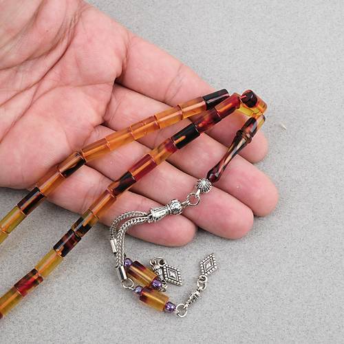 S�kma Kehribar Mozaik Kesme Kesim 6x10.5mm Tesbih