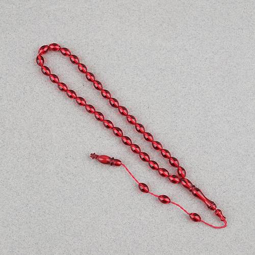 S�kma Kehribar Beyzi Kesim Sistemli Bilek Boy 5x8mm Tesbih K�rm�z�