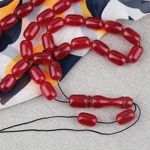 S�kma Kehribar Kaps�l Kesim 7x11mm Tesbih P�sk�ls�z K�rm�z�