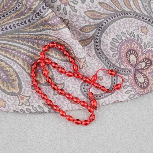 S�kma Kehribar Beyzi Kesim Sistemli Bilek Boy 5x8mm Tesbih K�rm�z�