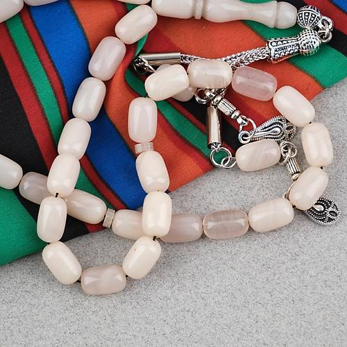 S�kma Kehribar Kaps�l Kesim Alpaka P�sk�ll� 7x11mm Tesbih Ta� Rengi