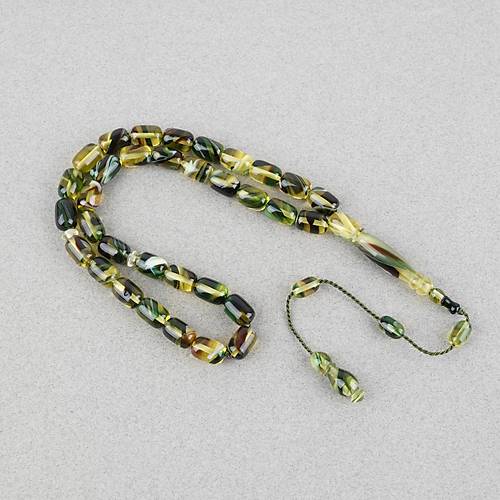 Arizona Katalin Sistemli Kaps�l Kesim 8x12mm Tesbih - Ye�il Siyah