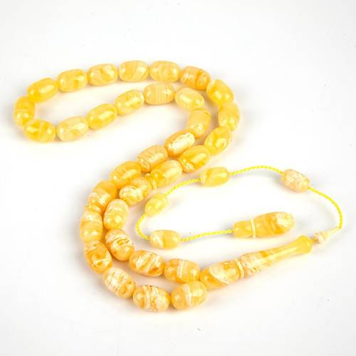 Rus Kaya Damla Fosil Amber Kapsl Kesim 10x15mm Tesbih - Tiger