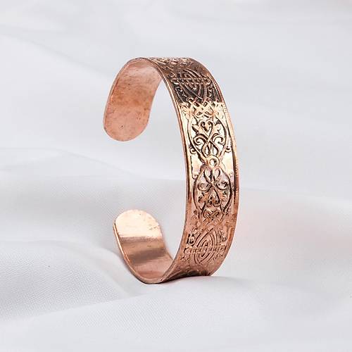 Saf Bak�r Bileklik I�i Grav�r Koruma Dual� Kad�n Erkek