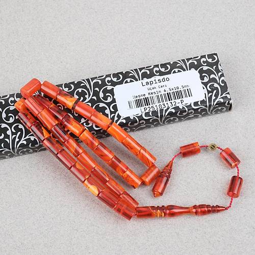 S�kma Kehribar Usta ��i �mzal� Kesme Kesim 6.5x10.5mm Tesbih