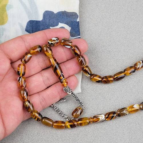 Arizona Katalin Alpaka P�sk�l Kaps�l Kesim 8x12mm Tesbih- Kahverengi Sar�