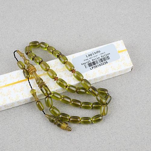 Ate� Kehribar Halkal� �mame Kaps�l Kesim 8x11mm Tesbih - Ye�il