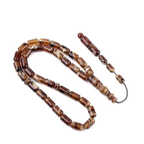 Sumatra Kaya Damla Kehribar Kapsl Kesim 9x16mm Tesbih