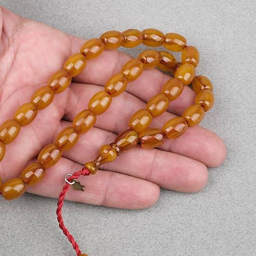 Omari S�kma Kehribar F��� Kesim Oturtma �mameli Sistemli 9x11mm Tesbih