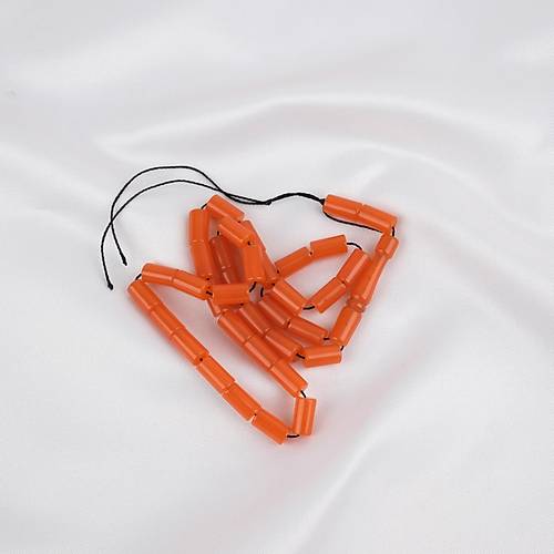 S�kma Kehribar Bilek Boy Kesme Kesim 5.5x10mm Tesbih-Turuncu