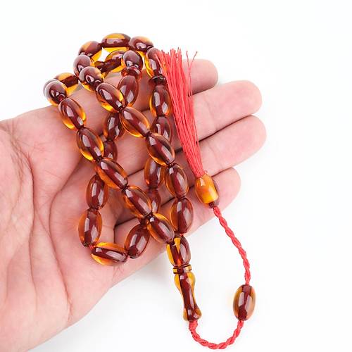 S�kma Kehribar Beyzi Kesim 9x14mm Tesbih