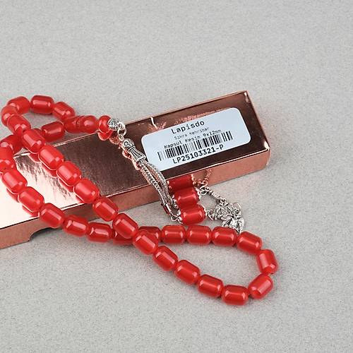 S�kma Kehribar Alpaka P�sk�ll� Kaps�l Kesim 9x12mm Tesbih - Portakal