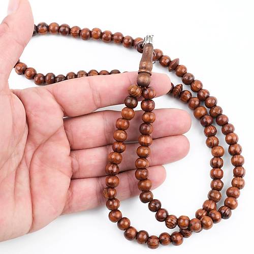 Meram Kavak 99luk K�re Kesim 7.5mm Namaz Tesbihi-Kahverengi