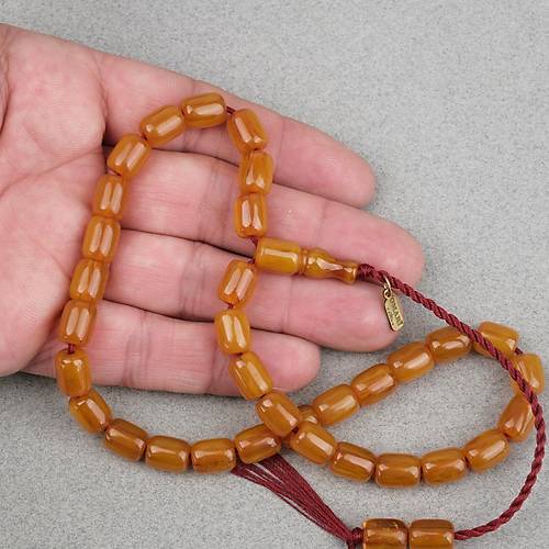 Omari S�kma Kehribar Kaps�l Kesim Oturtma �mameli Sistemli 8x10mm Tesbih