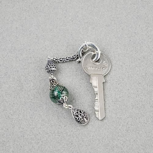 925A Gm Anahtarlk - Kre Ate Kehribar 925A Gm akm -Yeil