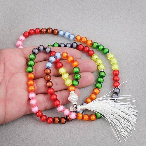 Monomer 99luk �ok Renkli K�re Kesim 7.5mm Namaz Tesbihi -Bonibon