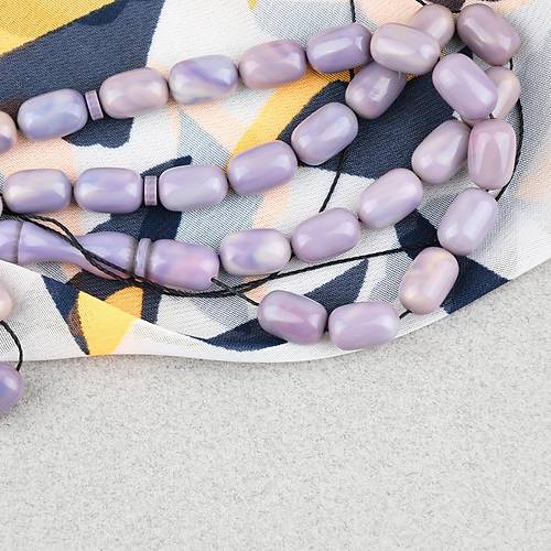 S�kma Kehribar Kaps�l Kesim 7x11mm Tesbih P�sk�ls�z Lila