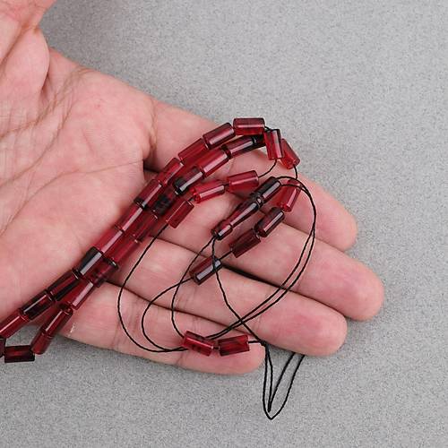 S�kma Kehribar Bilek Boy Kesme Kesim 5x9mm Tesbih-Bordo