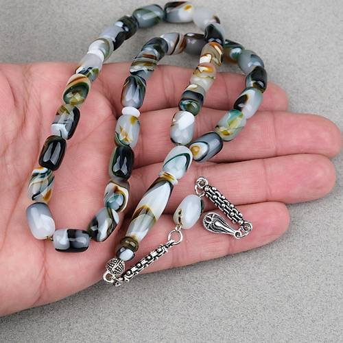 Arizona Katalin Alpaka P�sk�l Kaps�l Kesim 8x12mm Tesbih- Ye�il Beyaz